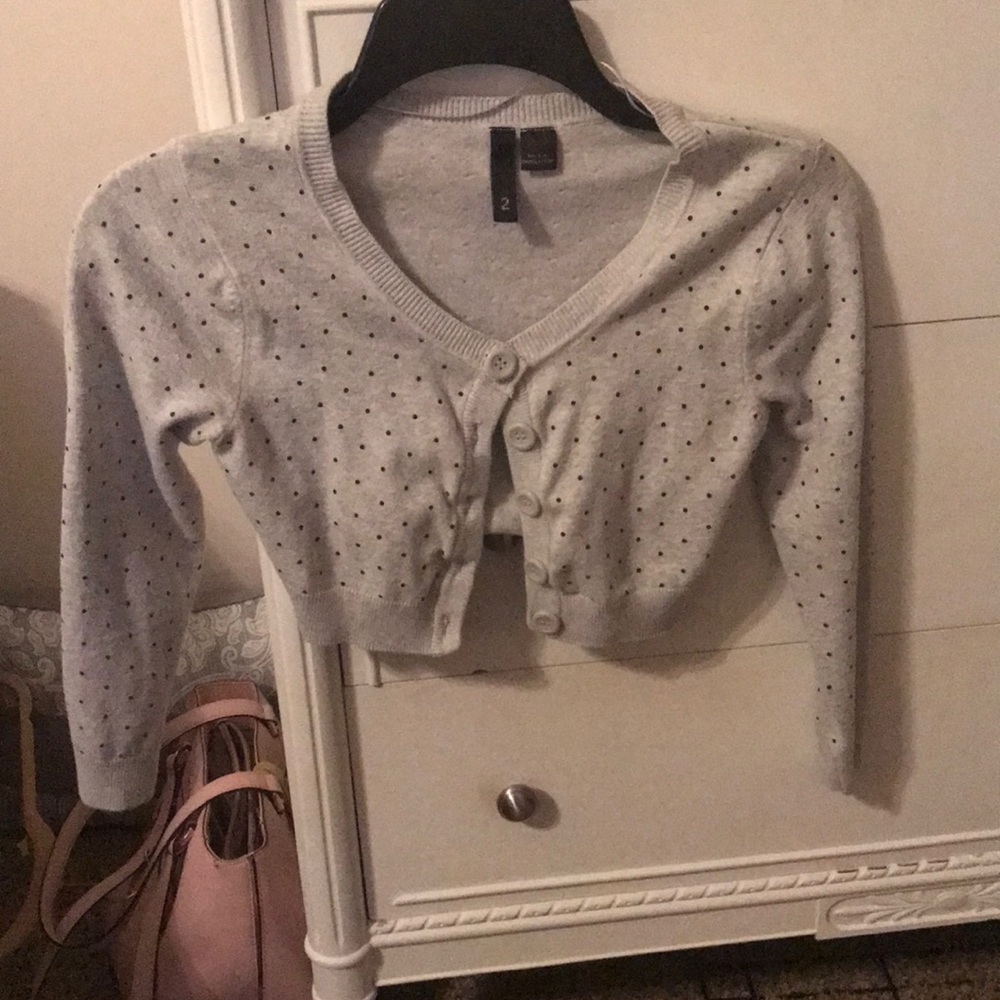 Gray with black polka dot sweater